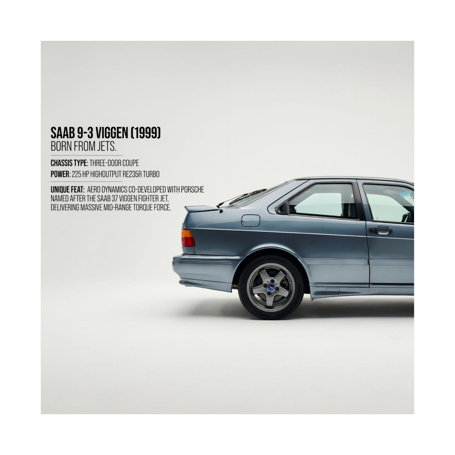 Saab 9-3 Viggen (1999) Matte Vertical Poster — Classic Swedish Sports Car Print