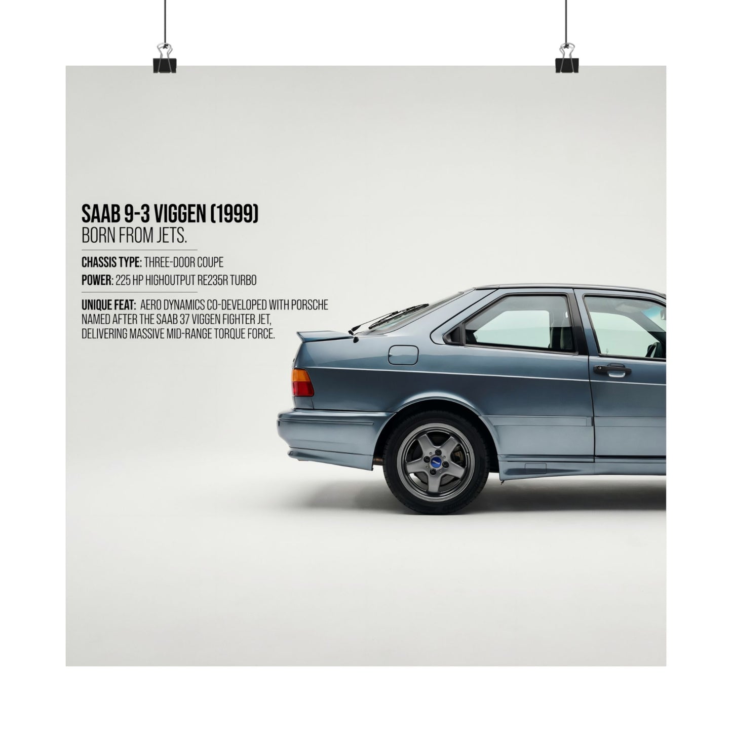 Saab 9-3 Viggen (1999) Matte Vertical Poster — Classic Swedish Sports Car Print